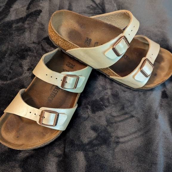 Birkenstock sz 38 (7-7.5) Women's Sydney Birko-Flor Graceful sandal Pearl White - Picture 4 of 6